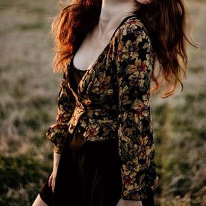 Free People Cropped Buttoned Top